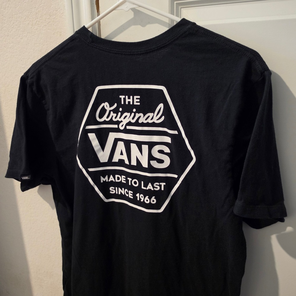 Vans Mens Original Since 1966 Graphic T-Shirt Black Custom Fit Medium